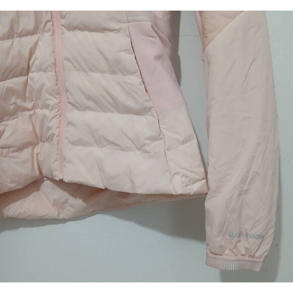 Lululemon women Sz 10 down for it all white goose down lightweight jacket peach - Picture 3 of 9